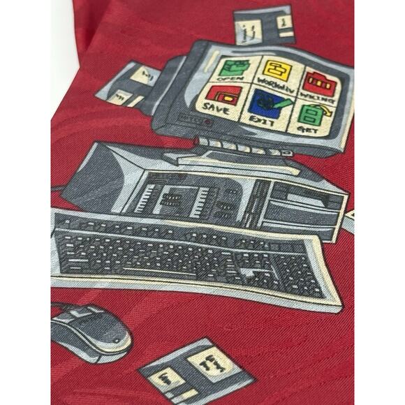 VTG Novelty 80s 90s Necktie Computers Floppy Disks Retro Computer Tech IT - Picture 4 of 4